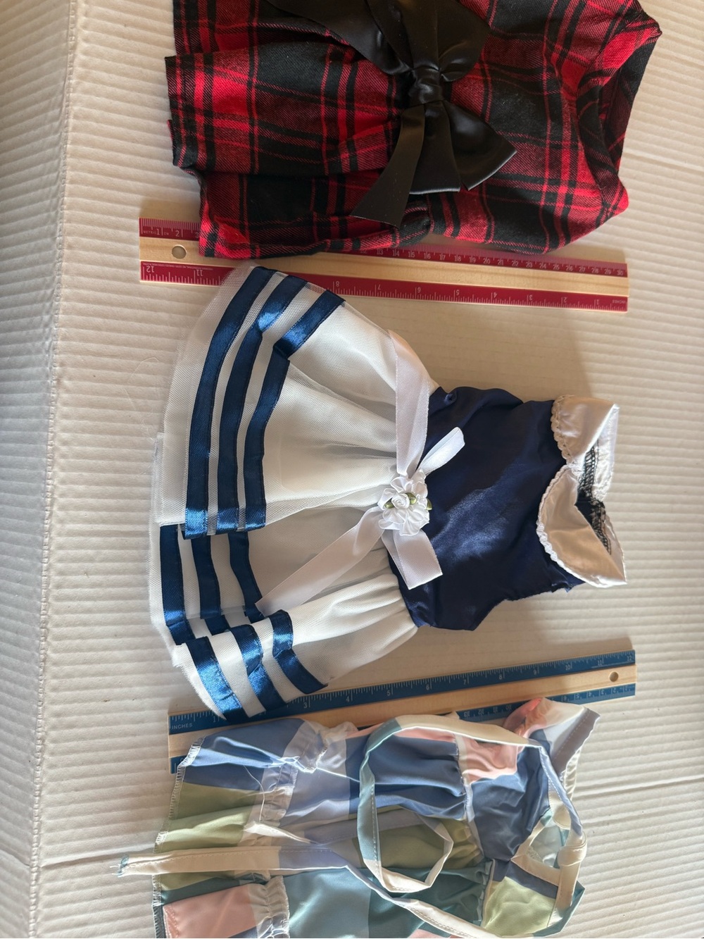Navy & White Sailor Dog Dress with Bow Accent